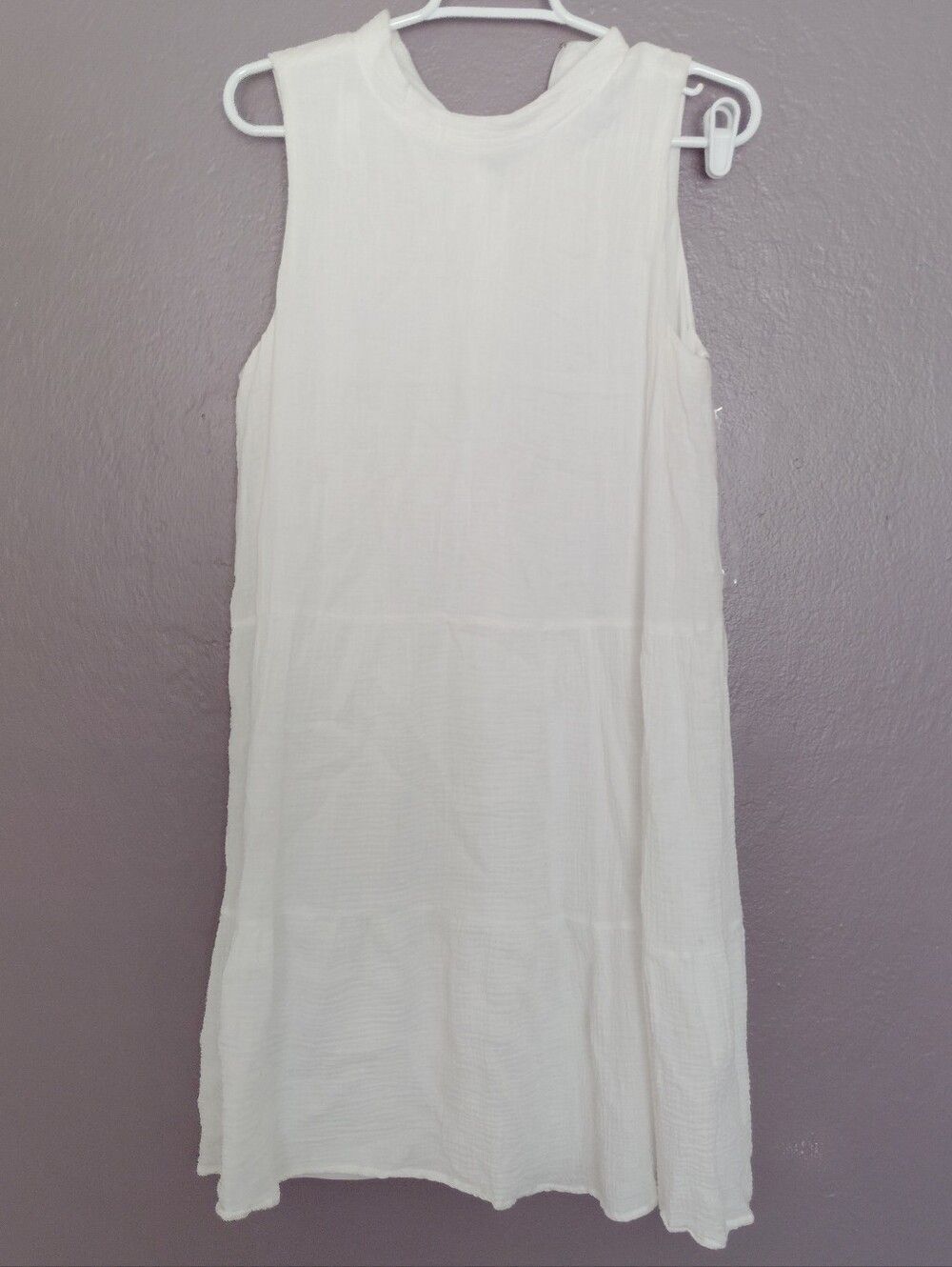 Nine West Gauzy Beach Midi Dress White  Cotton Summer Dress